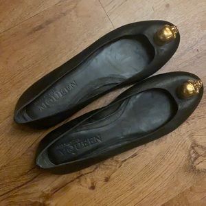 Authentic Alexander McQueen Ballet flats with Gold Skull